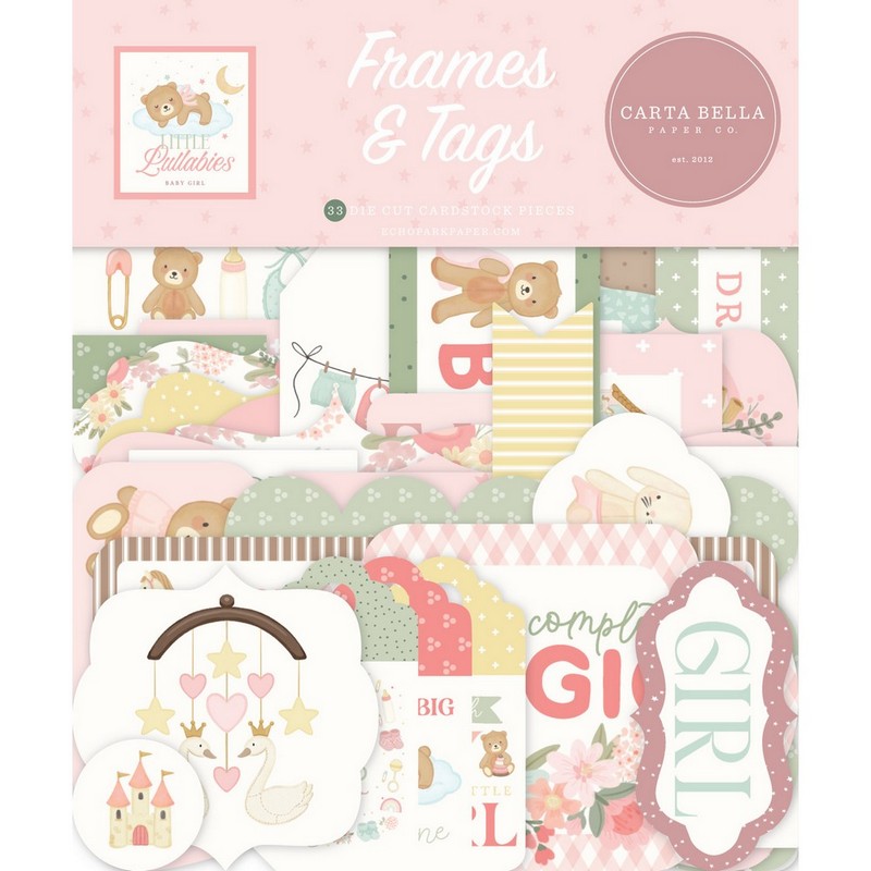 Carta Bella - Little Lullabies, Baby Girl - Frames & Tags