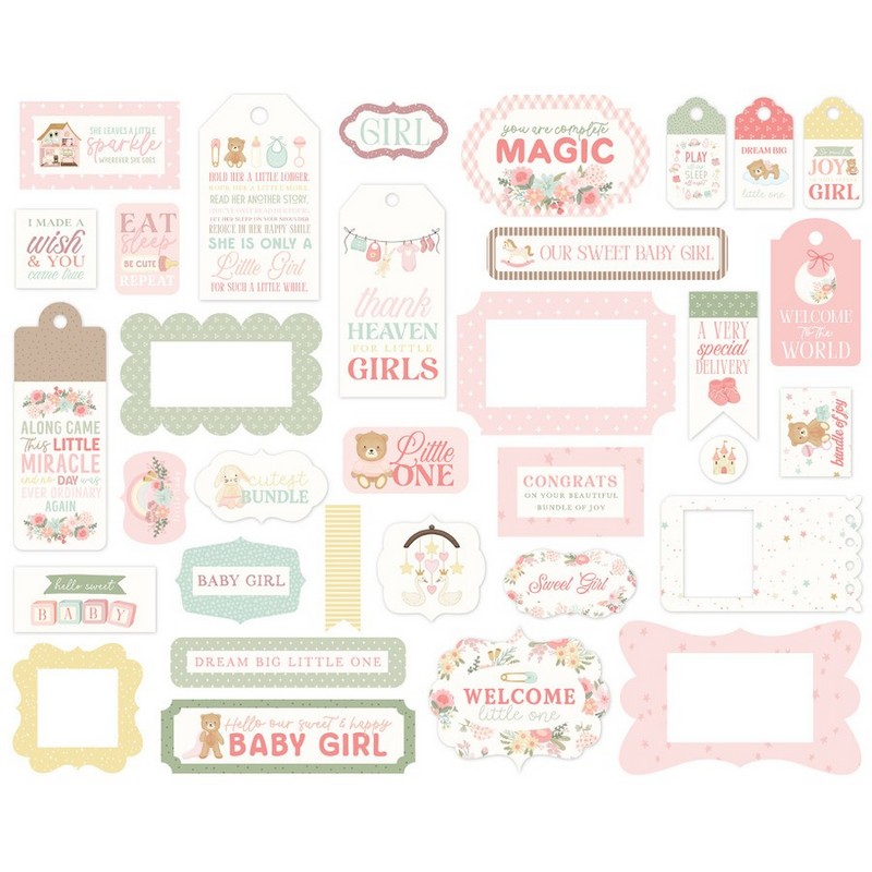 Carta Bella - Little Lullabies, Baby Girl - Frames & Tags - Image 2