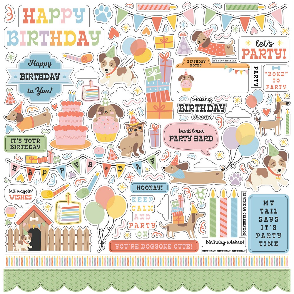 Echo Park - Party Animal - Cardstock Stickers12"X12"