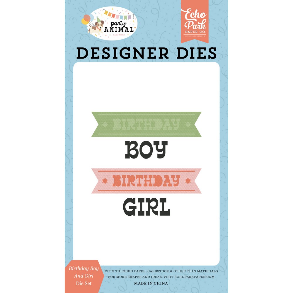 Echo Park - Party Animal - Small Die Set, Birthday Boy And Girl