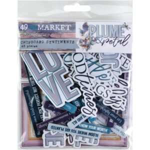 49 & market - Plume & Petal - Chipboard Set, Sentiments