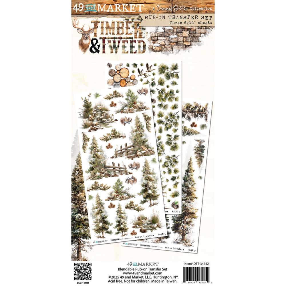 49 & market - Timber & Tweed - Rub-On Transfer Set 6X12", Blendable