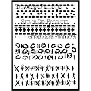 StencilGirl - 9x12" Stencil - Grunge Strips & Borders