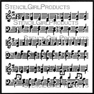StencilGirl - 6x6" Stencil - Music Staff