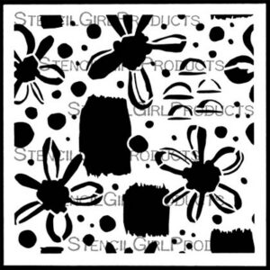 StencilGirl - 6x6" Stencil - Floral Dots and Marks Repeating Pattern