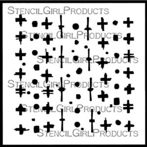 StencilGirl - 6x6" Stencil - Grunge Marks Collection, Symbol Grid
