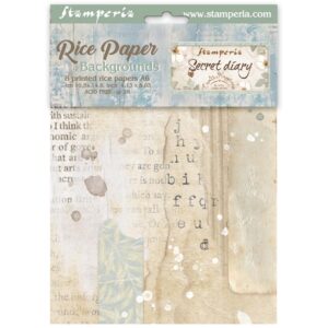 Stamperia - Secret Diary - A6 Rice Paper Pack, Backgrounds