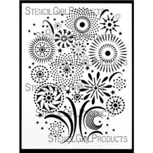 StencilGirl - 9x12" Stencil - Stylized Fireworks