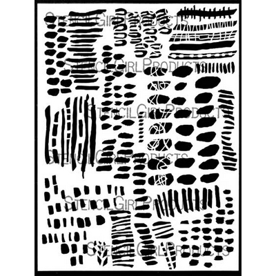 StencilGirl - 9x12" Stencil - Soulful Scribbles Dots Dash