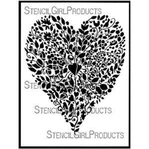 StencilGirl - 9x12" Stencil - Floral Heart