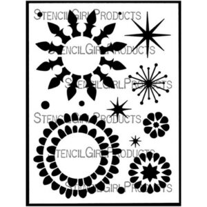 StencilGirl - 9x12" Stencil - Mid Century Modern Circle Patterns