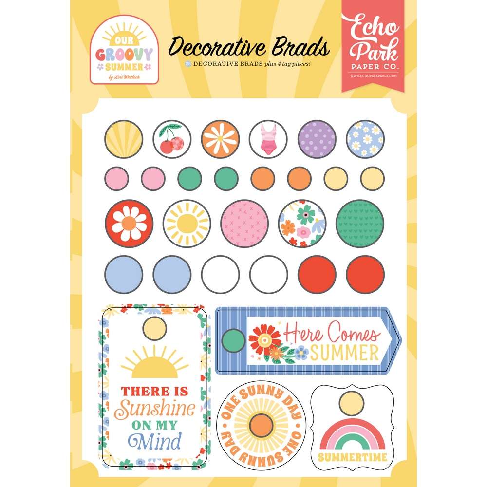 Echo Park - Our Groovy Summer - Decorative Brads