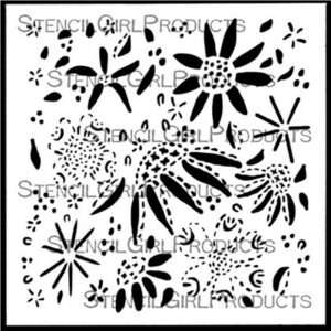 StencilGirl - 6x6" Stencil - Floral Stitch Sampler