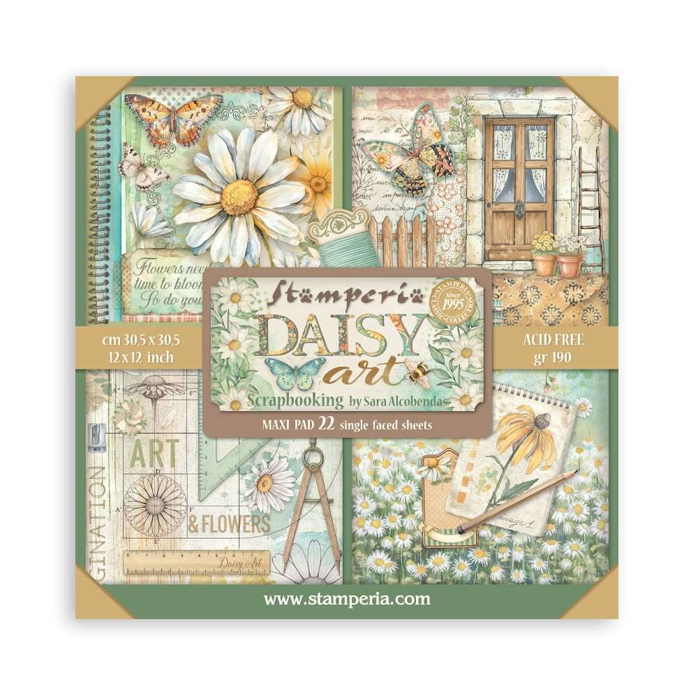 Stamperia - Daisy Art - 12x12″ Maxi Paper Pad, Single Faced