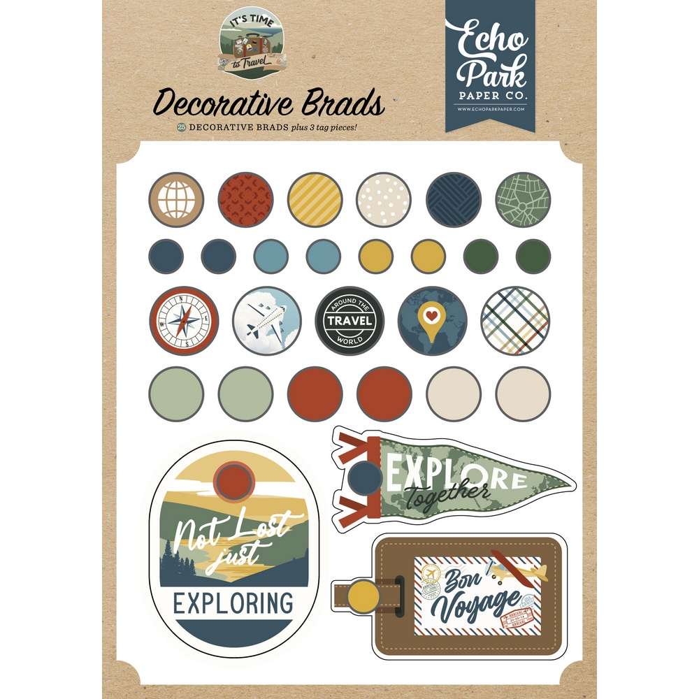 Echo Park - It's Time To Travel - Decorative Brads