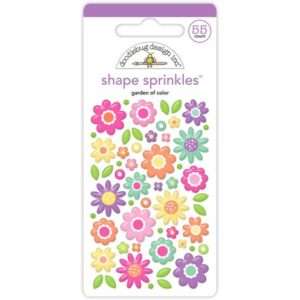 Doodlebug - Color Me Crafty - Sprinkles Enamel Shapes,  Garden of Color