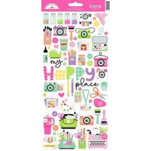 Doodlebug - Color Me Crafty - Icon Cardstock Stickers