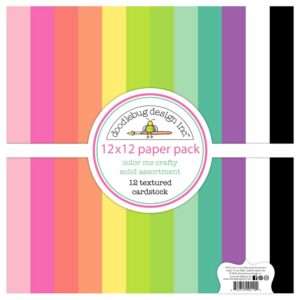 Doodlebug - Color Me Crafty - 12x12" Textured Cardstock Pack