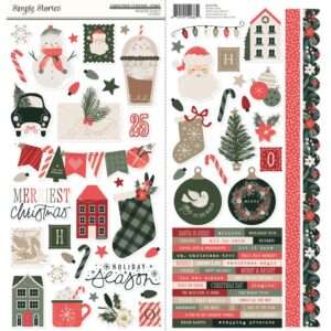 Simple Stories - Mistletoe and Holly - Cardstock Stickers, Icons
