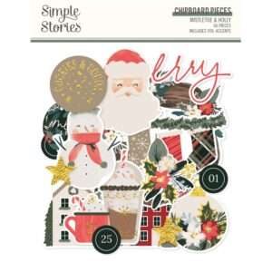 Simple Stories - Mistletoe and Holly - Chipboard Pieces