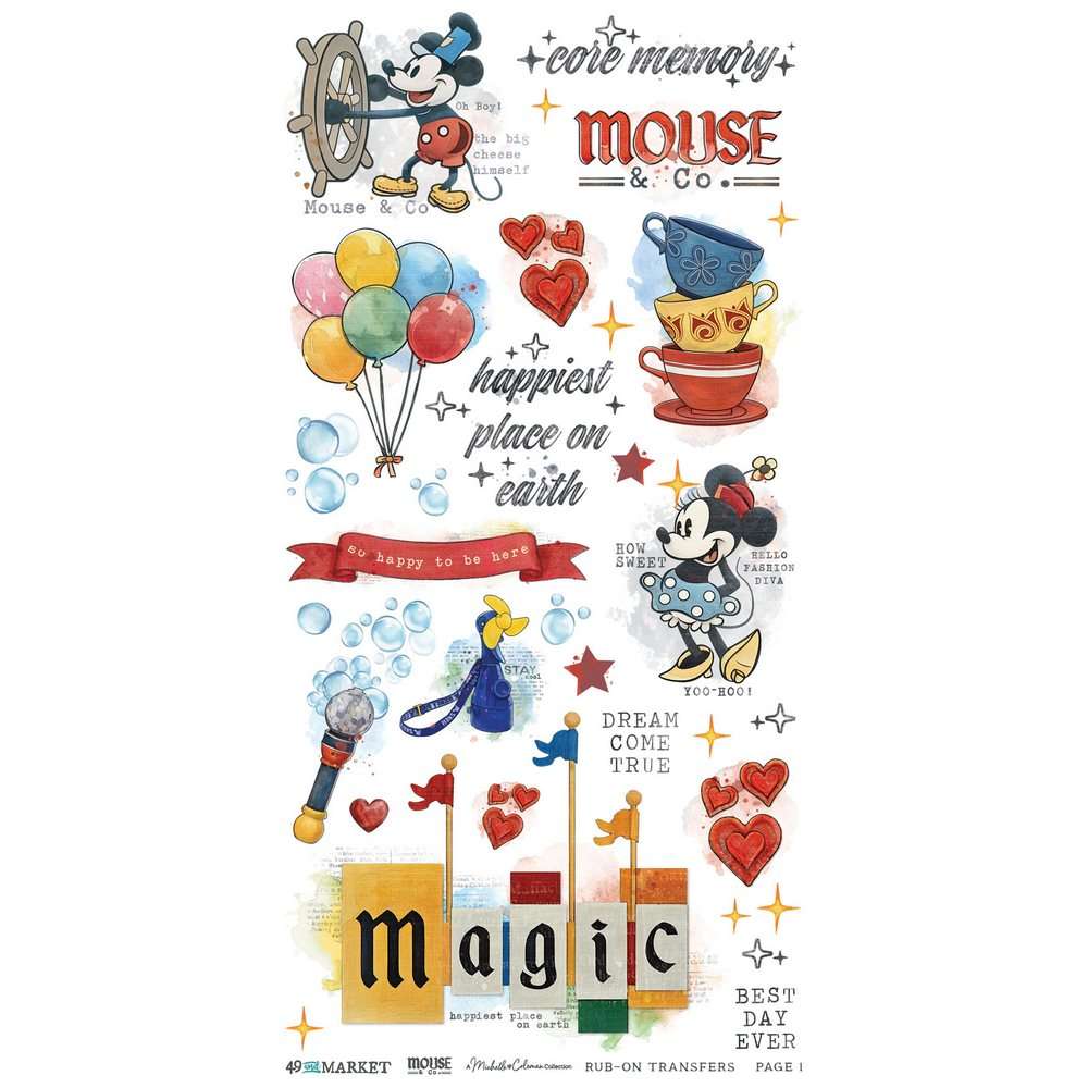 49 & Market - Mouse & Co - Rub-on Transfer Set, Essential - Image 2