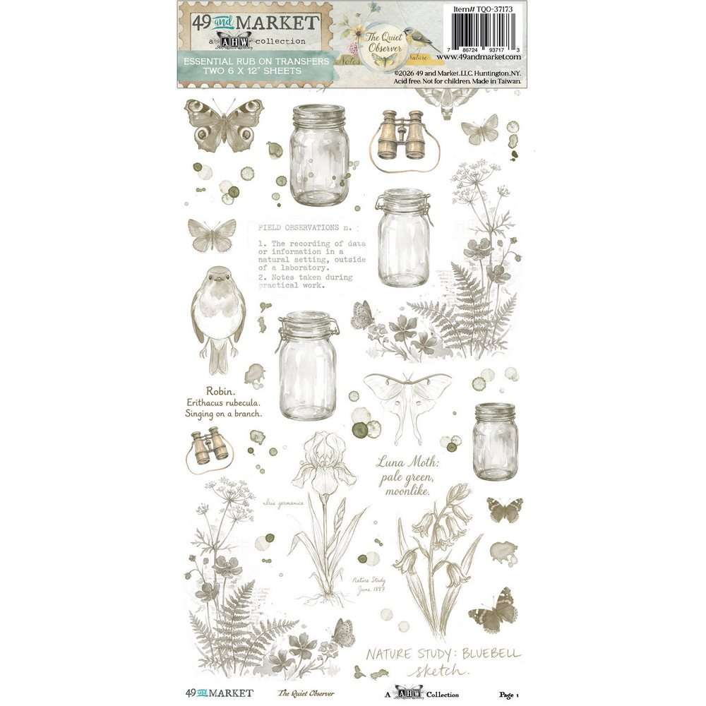 49 & Market - The Quiet Observer - Rub-on Transfer Set, Essential