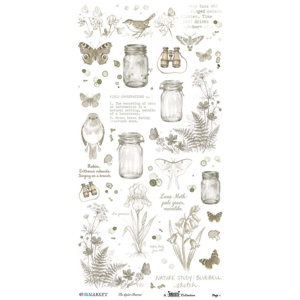 49 & Market - The Quiet Observer - Rub-on Transfer Set, Essential - Image 2