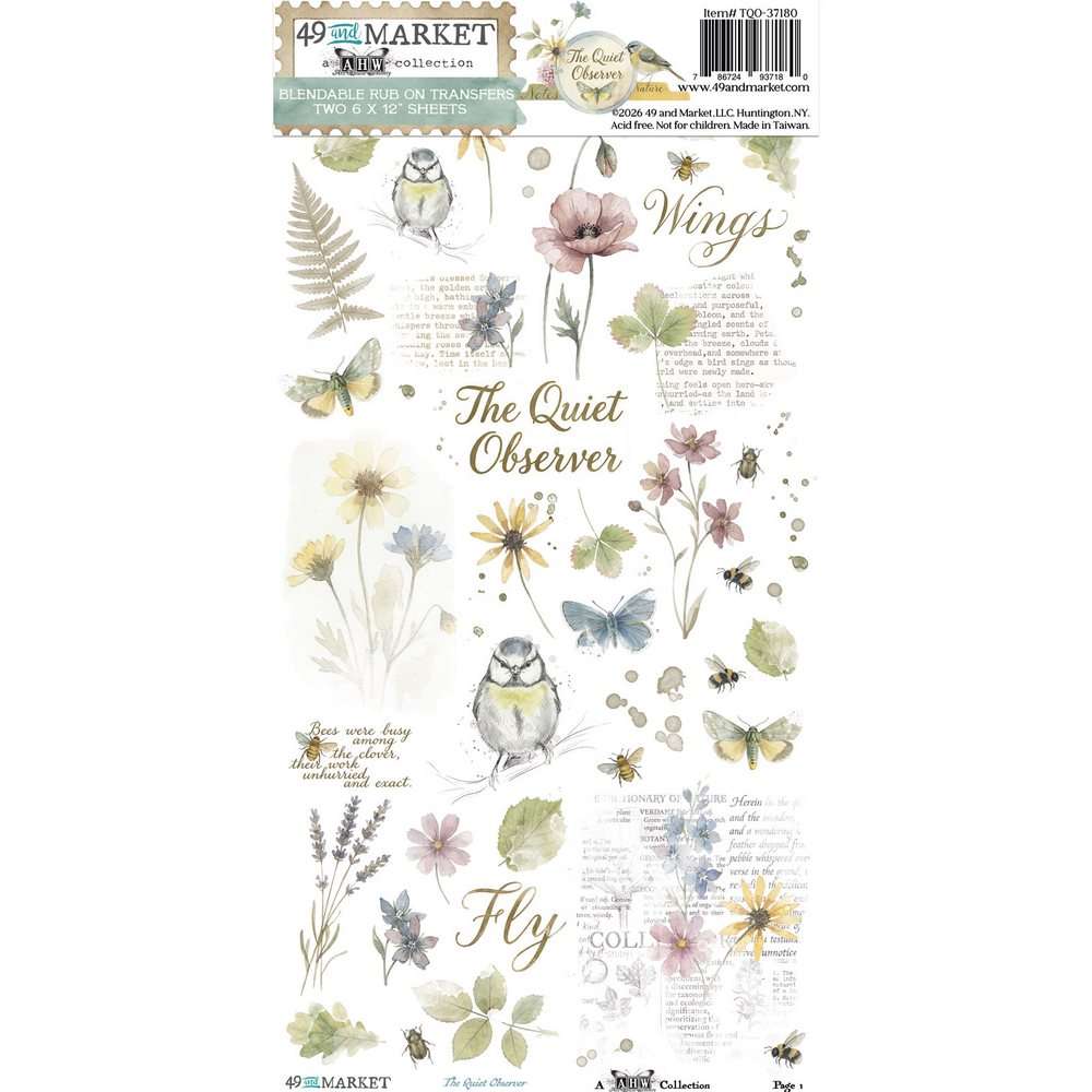 49 & Market - The Quiet Observer - Rub-on Transfer Set, Blendable