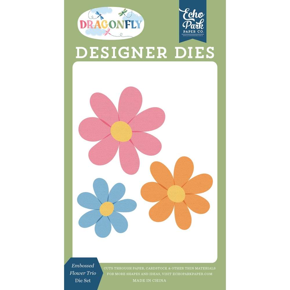 Echo Park - Dragonfly - Small Die Set, Embossed Flower Trio