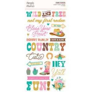 Simple Stories - Country Roads Cowgirl - Foam Stickers