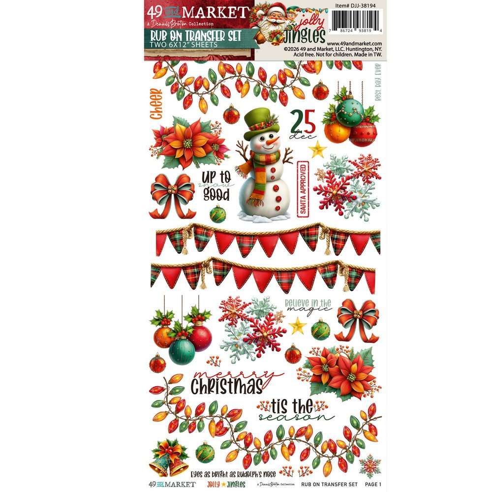 49 & Market - Jolly Jingles – Rub-On Transfer Set, Blendable