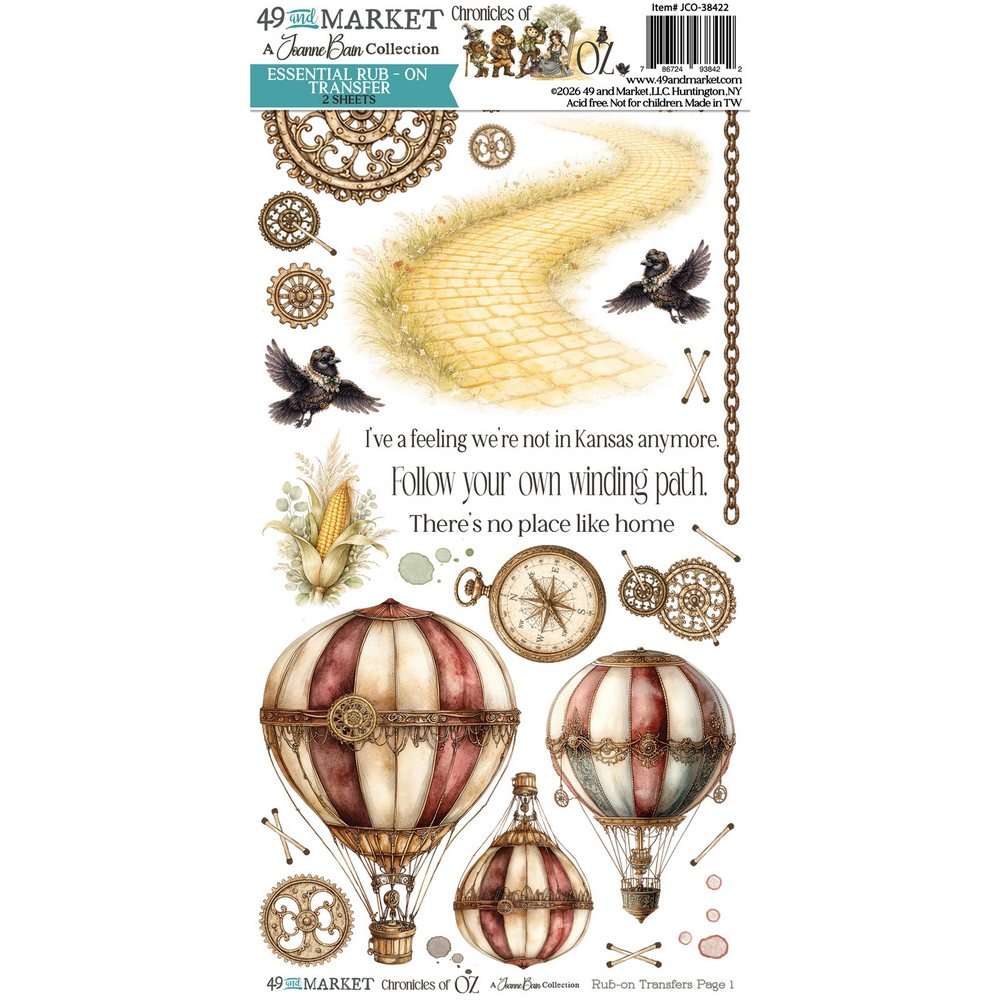 49 & Market - Chronicles of Oz – Rub-On Transfer Set, Essential