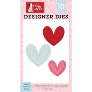 Echo Park - Puppy Love - Small Die Set, Stitched Heart Trio