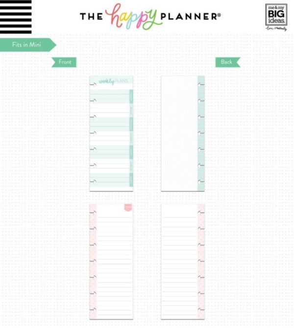 Happy Planner Half Sheet Fill MINI, Weekly Notes ScrapBoutique