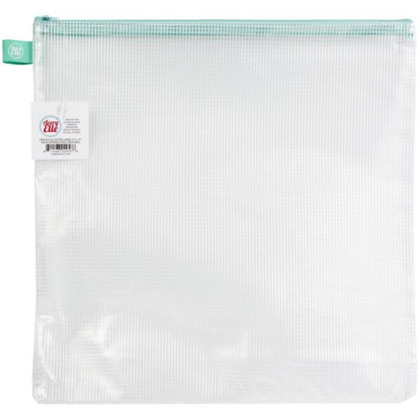 Avery Elle - Zippered Vinyl Mesh Pouch - Extra Large Aqua